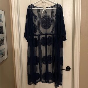 Navy Sheer M/L Embroidered kimono jacket forgotten grace